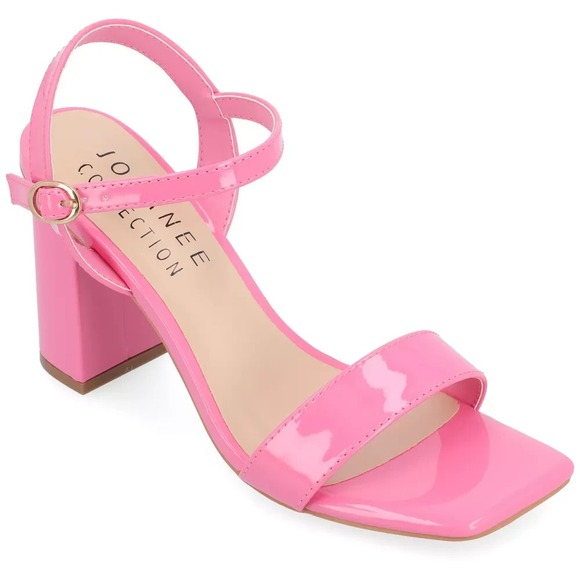 Journee Tivona Women's Mid Heel Ankle Strap Sandals – Pink 7.5W - Picture 1 of 8